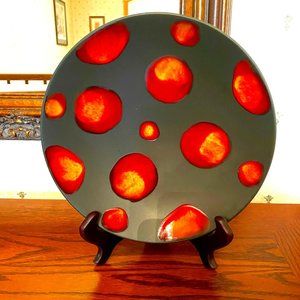 Poole "Galaxy" Lava Glaze 10.5" Vintage Ceramic Collector Plate Black Red Orange